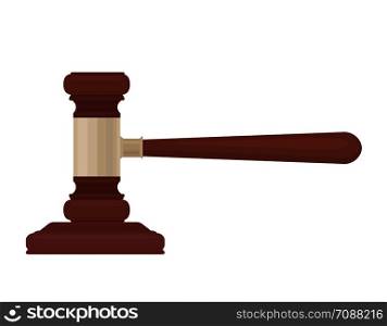 Dropped hammer of a judge on a white background. A symbol of justice. Vector flat illustration for your design.. Dropped hammer of a judge on a white background.