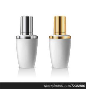 Dropper Bottles products, silver and gold bottle cap collections design on white background, Vector illustration