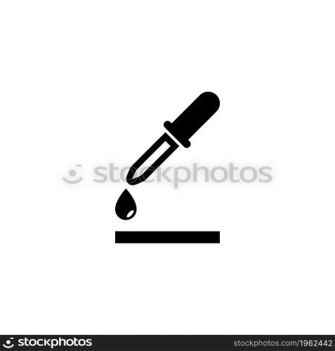 Dropper Pipette Healthy Tube Liquid. Flat Vector Icon. Simple black symbol on white background. Dropper Pipette Healthy Tube Liquid Flat Vector Icon