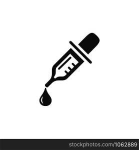 Dropper pipette icon. Flat pharmacy and laboratory vector illustration. Dropper pipette icon. Pharmacy and laboratory vector illustration