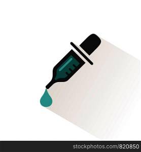 Dropper pipette icon with beige shadow. Pharmacy and laboratory vector illustration