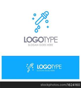 Dropper, Pipette, Science Blue outLine Logo with place for tagline
