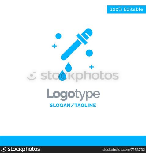 Dropper, Pipette, Science Blue Solid Logo Template. Place for Tagline