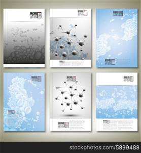 Drops in water, molecule structure. Brochure, flyer or report for business, template vector.