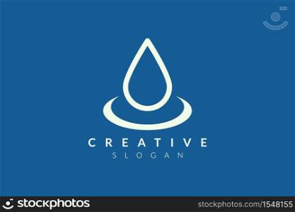 Drops of water in abstract form. Minimalist vector design. Monogram and flat logo style. Modern icon and symbol