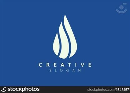 Drops of water in abstract form. Minimalist vector design. Monogram and flat logo style. Modern icon and symbol