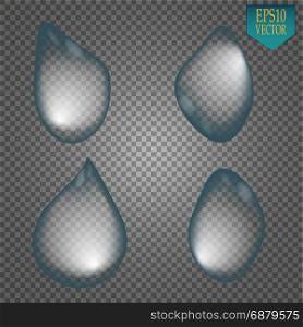 Drops of water on a transparent background. Vector.. Drops of water on a transparent background.