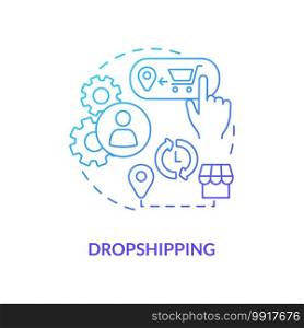 Dropshipping concept icon. Ecommerce warehouse solutions. Store does not store products sold in stock. Retail idea thin line illustration. Vector isolated outline RGB color drawing. Dropshipping concept icon