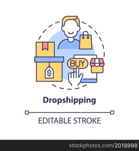 Dropshipping concept icon. Way to make money online abstract idea thin line illustration. Drop-shipping retailer. Retail fulfillment method. Vector isolated outline color drawing. Editable stroke. Dropshipping concept icon