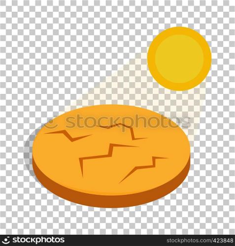 Drought cracked desert landscape isometric icon 3d on a transparent background vector illustration. Drought cracked desert landscape isometric icon