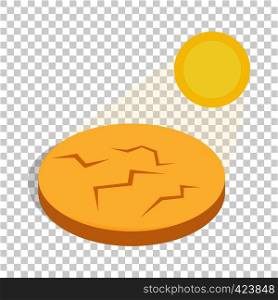 Drought cracked desert landscape isometric icon 3d on a transparent background vector illustration. Drought cracked desert landscape isometric icon