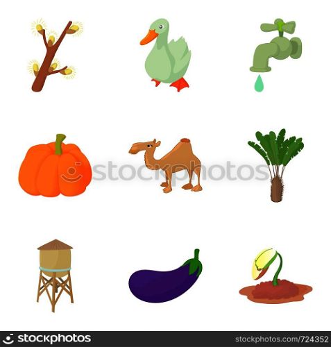 Drought icons set. Cartoon set of 9 drought vector icons for web isolated on white background. Drought icons set, cartoon style
