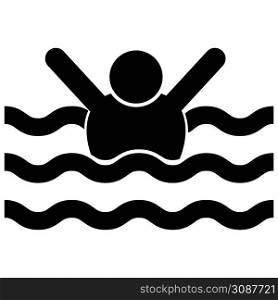 drowned man icon on white background. people accident water sea beach lifeguard sign. drowning man symbol. flat style.