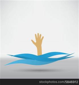 Drowning and reaching out hand for help