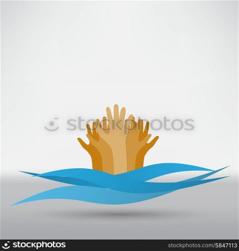 Drowning and reaching out hand for help