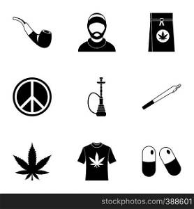 Drug icons set. Simple illustration of 9 drug vector icons for web. Drug icons set, simple style