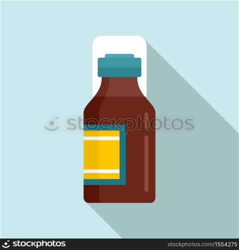 Drugstore cough syrup icon. Flat illustration of drugstore cough syrup vector icon for web design. Drugstore cough syrup icon, flat style