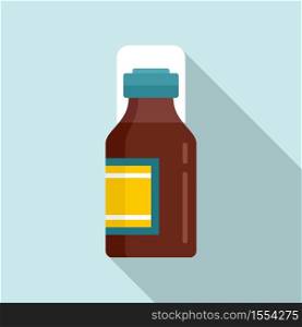 Drugstore cough syrup icon. Flat illustration of drugstore cough syrup vector icon for web design. Drugstore cough syrup icon, flat style