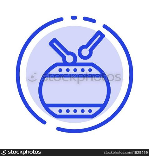 Drum, Celebration, China, Chinese Blue Dotted Line Line Icon