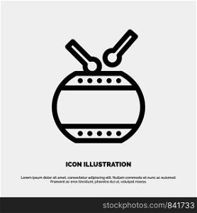 Drum, Celebration, China, Chinese Vector Line Icon