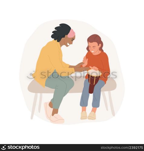 Drum class isolated cartoon vector illustration Music class, child playing drums, art camp, PA day program, creativity development, daycare center, after school education vector cartoon.. Drum class isolated cartoon vector illustration