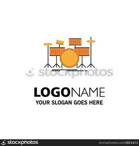 drum, drums, instrument, kit, musical Flat Color Icon Vector