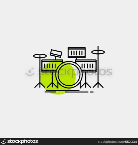 drum, drums, instrument, kit, musical Line Icon. Vector EPS10 Abstract Template background