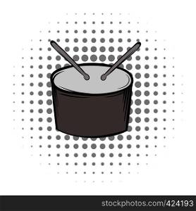 Drum grey black comics icon. Musical equipment on a white background. Drum grey black comics icon