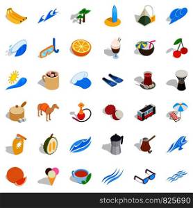 Drum icons set. Isometric style of 36 drum vector icons for web isolated on white background. Drum icons set, isometric style