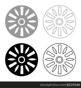 Drum industry circle round set icon grey black color vector illustration image simple solid fill outline contour line thin flat style. Drum industry circle round set icon grey black color vector illustration image solid fill outline contour line thin flat style