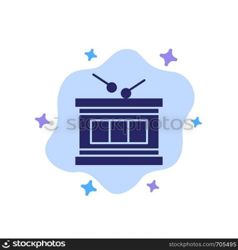 Drum, Instrument, Irish, Parade Blue Icon on Abstract Cloud Background