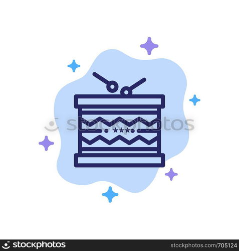 Drum, Instrument, Irish, Parade, St. Patrick Blue Icon on Abstract Cloud Background