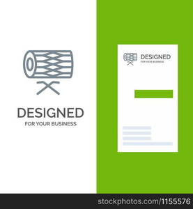 Drum, Instrument, Irish, Parade, St. Patrick Grey Logo Design and Business Card Template