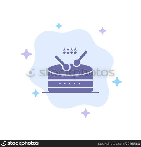 Drum, Instrument, Music, Parade Blue Icon on Abstract Cloud Background