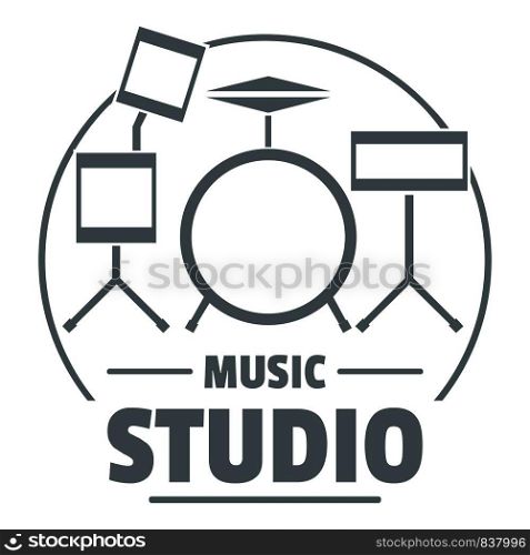 Drum kit logo. Simple illustration of drum kit vector logo for web. Drum kit logo, simple gray style