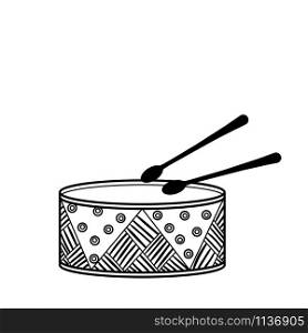 Drum. Mardi Gras coloring page for adult coloring book. Vector illustration.. Drum