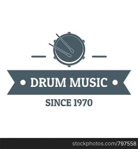 Drum music logo. Simple illustration of drum music vector logo for web. Drum music logo, simple gray style