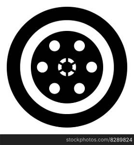Drum of revolver russian roulette cylinder pistol handgun icon in circle round black color vector illustration image solid outline style simple. Drum of revolver russian roulette cylinder pistol handgun icon in circle round black color vector illustration image solid outline style