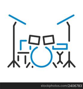 Drum Set Icon. Editable Bold Outline With Color Fill Design. Vector Illustration.