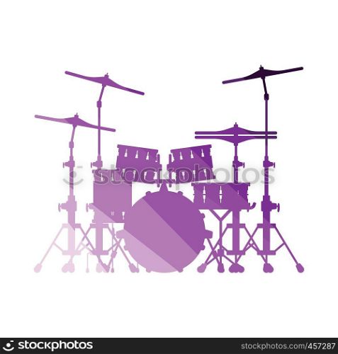 Drum set icon. Flat color design. Vector illustration.