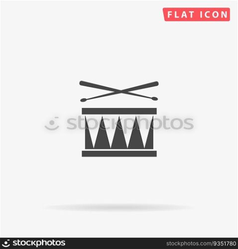 Drum. Simple flat black symbol. Vector illustration pictogram