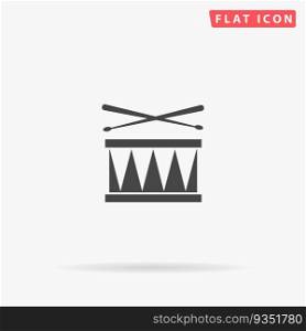 Drum. Simple flat black symbol. Vector illustration pictogram