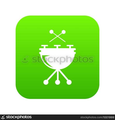 Drums icon green vector isolated on white background. Drums icon green vector
