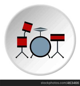 Drums icon in flat circle isolated vector illustration for web. Drums icon circle