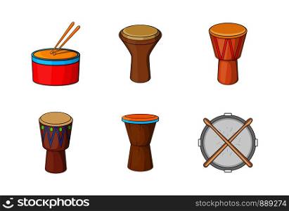Drums icon set. Cartoon set of drums vector icons for your web design isolated on white background. Drums icon set, cartoon style