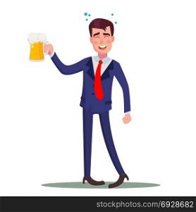 Drunk Businessman Vector. Relaxing Concept. Meet Up Party. Celebrating Victory In Office. Flat Cartoon Illustration. Drunk Businessman Vector. Relaxing Concept. Meet Up Party. Celebrating Victory In Office. Flat Illustration