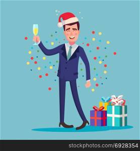 Drunk Man Vector. Alcohol. Corporate Christmas Party At Restaurant. Drink Alcoholic Drinks. Isolated Flat Cartoon Character Illustration. Drunk Man Vector. Alcohol. Corporate Christmas Party At Restaurant. Drink Alcoholic Drinks. Isolated Cartoon Illustration