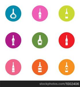 Drunkenness icons set. Flat set of 9 drunkenness vector icons for web isolated on white background. Drunkenness icons set, flat style
