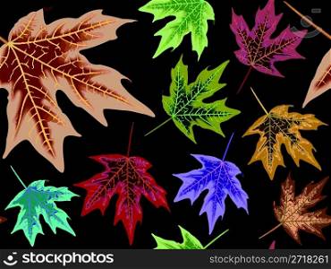 dry leaves seamless pattern, abstract texture; vector art illustration