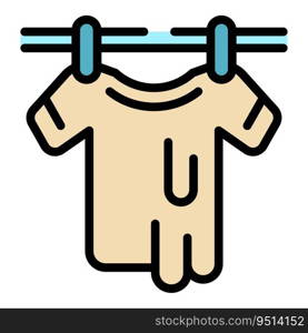 Dry shirt icon outline vector. Steam cloth. House laundry color flat. Dry shirt icon vector flat